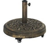 Outsunny Base para Sombrilla Redonda Soporte para Parasol con Ruedas Pie para Sombrilla Relleno de Cemento Peso 21 kg para Jardín Terraza Bronce