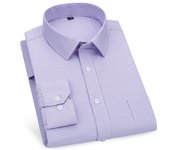 Men's Long Sleeved Shirt Business Casual Classic Plaid Striped Checked Blue Purple Male Social Dress Shirts for Man Button Shirt