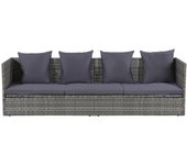 vidaXL Cama de jardín 200x60 cm ratán sintético Gris, Negro, Negro y blanco Sillas de Exterior Ideal para jardín, playa, piscina, terraza Tumbona Piscina Tumbonas Playa Tumbonas Jardín Exterior