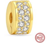 925 Sterling Silver Zirconia Sparkling Beads Gold Love Lock Charms Fit Original Pandora Bracelet Earring DIY Women Fine Jewelry