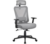 Silla Escritorio de Oficina Ergonomica Sillon Despacho con Respaldo Bloqueable Entre 90° y 130° Silla Soporte Lumbar Ajustable Malla Transpirable para Oficina Estudio Gris