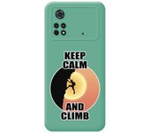 Funda Silicona Líquida Verde para Xiaomi POCO M4 Pro 4G diseño Hombre Escalada Dibujos