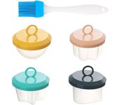 4 Moldes para huecos al vapor con forma de Estrella, Flor y Corazón, para olla a presión, con Ar para escalfar Huecos y 1 pincel de silicona, color aleatory.