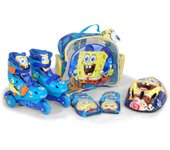 Mochila con Patines en Línea, Casco y Protecciones, con diseños de Bob Esponja (8331) (8278) (8273) Tallas disponibles S/M/L. Set para principiantes. Calidad al mejor precio. De acuerdo a la normativa CE. +5 años