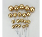 20Pcs Cake Topper Gold Silver Ball Happy Birthday Cake Topper DIY Cupcake Flag Christmas Ball Wedding  Decor Birthday Decoration