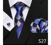 Hot Sale 7.5 cm Golden Striped Tie Hanky Cufflinks Set For Men Fit Formal Party Wedding Business Birthday Gift