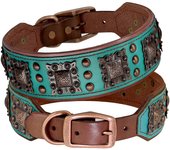 Cool Spiked Dog Collar For Medium Large Dogs Genuine Leather Pitbull Bulldog Adjustable Pet Accessories Collars Necklace