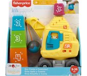 Fisher-Price Grúa Cuenta y Apila Juguete con luces y sonidos para aprender a contar con bloques para apilar con números, bebé +9 meses, versión español + portugués + italiano + inglés (HWY65)