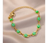 Boho Colorful Evil Eye Bracelet for Women Gold Color Bead Chain Stainless Steel Bracelet Beach Vacation Jewelry Accessories Gift