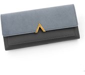 Cartera larga sencilla en forma de V para mujer, de moda, de gran capacidad, tarjetero, monedero, cartera de mano con cremallera, cartera femenina