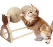 Pelota Rascadora para Gatos de Sisal Natural con Bolas Interactivas