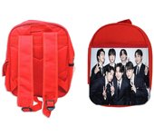 PACK MOCHILA ROJA Y ESTUCHE BTS grupo gala fan meeting japon cantantes school material corea kpop musica