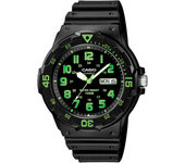Reloj CASIO Collection MRW-200H-3BV Analógico para hombre correa caucho color negra con número verdes con calendario MRW200H3BV