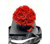 Bouquet Rosas preservadas - Flores día de la Madre - Rosas eternas en Caja Transparente con DEDICATORIA (15 Rosas Rojas Caja Negra)