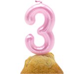 CABLEPELADO - Vela cumpleaños - celebracion - sin toxicos - sin humo - Numero de Tarta - fácil colocación - Número 3 - Rosa Claro