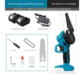 Sierra Eléctrica Portátil Profesional - Mini Motosierra Recargable para Podar y Talar (5 Celdas, Corte Potente y Larga Duración)