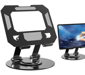 360 Degree Rotating Metal Hollowed Out Tablet Desktop Holder Adjustable Folding Monitor Stand for ipad Xiaomi Phone Universal