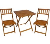 Conjunto de jardín 1 mesa + 2 sillas madera acacia