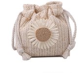 Rattan Woven Women Straw Bag Handbag Knit Flower Summer Beach Woman Shoulder Messenger Khaki Beige Bags Fashion Creative