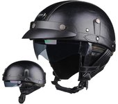 Motorcycle Helmet Retro PU Four Fashion Helmet Ride Half Scooter Helmet Motorcycle For Men And Women