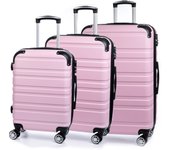 DAM Juego de 3 maletas Trolley extensibles, en material ligero ABS de alta resistencia. Cerradura numérica, 4 ruedas giratorias 360°. 50x30,5x76,5 Cm.