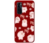Funda Silicona Líquida Roja para Vivo Y70 diseño Cerdos Dibujos