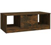 vidaXL Mesa de centro madera de ingeniería 102x50x36 cm Roble ahumado, Blanco, Negro Mesita de Salón o Comedor o Auxiliar Mesa de Café Meuble Salón