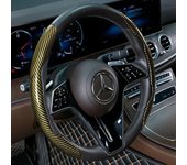 2PCS Laser Carbon Fiber Silicone Car Steering Wheel Cover 1K Micro Fiber Leather PVC Wheel Booster Cover Non-Slip Universal