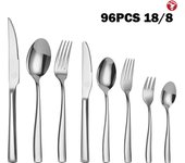Mr.Spoon Serie Portugal 96 piezas cubiertos,Acero inoxidable 18/8,Alta calidad y acabado,Con cuchillo carne o mesa/cuchara/tenedor/cuchillo y tenedor fruta/cuchara  tenedor postre/cuchara cafe,Apto para lavavajillas,Para Casa,Hotel,Restaurante 60221/96