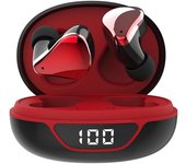 Auriculares inalámbricos pequeños para canales auditivos pequeños, auriculares Bluetooth para iPhone android, auriculares inalámbricos Bluetooth de reducción de ruido e impermeables para oídos pequeños rojos, adecuados para deportes