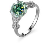 JoyceJelly Luxury 3 Carat 9mm Multicolour Moissanite Ring Sparkling Diamond Wedding Band 925 Sterling Silver Jewelry For Women