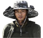 Sombrero de ala ancha con ventilador solar, sombrero solar con ventilador, sombrero de pesca al aire libre con carga solar y USB, sombrero de pescador para playa y jardín