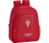 SAFTA - REAL SPORTING DE GIJON CORPORATIVA Mochila Infantil Diseño Único y Licencia Oficial Adaptable a Carrito Portamochilas - Mochila Bolsillo lateral portabotellas con Hombreras ergonómicas y acolchadas - Mochila Bolsillo frontal de gran formato