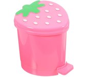 Cubo de basura de escritorio, soporte para bote de basura de fresa: mini bote de basura con tapa, cubo de basura para mesa de frutas de dibujos animados, contenedores de papel para el hogar