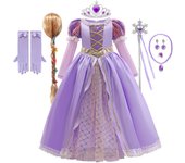 Rapunzal Princess Girl Dress Cosplay Tangled Halloween Party Vestido Kids Birthday Christmas 2-10T