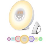Despertador Amanecer with Luz, alarmas Duales, FM Radio, lámpara Nocturna de 7 Colores, Cargador USB