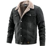 Men Autumn and Winter Denim Jackets Fleece Solid Lapel Fashion Motorcycle Jeans Hommes Slim Fit Cotton Casual Black Blue Coat