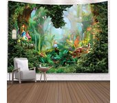 Fairy Tale Forest Tapestry Wall Hanging Fantasy Magic Garden Mushroom Aesthetic Kid Girl Bedroom Living Room Dorm Party Decor
