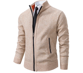 2024 New Autumn and Winter Jersey Men's Casual Sports Coat Solid Color Stand Collar Wweater Grab Fleece Warm Zipper Cardigan