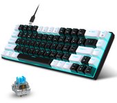 Teclado mecánico para juegos con cable,61 teclas anti-ghosting,retroiluminación LED azul,dos soportes ultracompactos (interruptor azul/negro, blanco, azul hielo)
