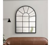 Espejo de pared Villalago cuadriculado en forma de ventana MDF 80 x 60 cm - Negro mate [en.casa]