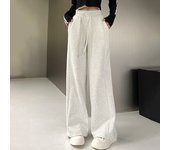Women Basic White-gray Black Elastic Sports Trousers Lady Wide Leg Straight Leg Pants Female Versatile High Waisted Sweatpants