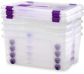 COM-FORT HOUSE - Pack 2 o 4 Cajas de Almacenaje  Caja de Plástico Transparente  Caja Robusta  Capacidad 62L