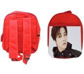 MERCHANDMANIA PACK MOCHILA ROJA Y ESTUCHE ikon jinhwan tantara sinosijak at ease school material grupo kpop cantantes