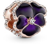 Pandora Moments Charm con un recubrimiento en oro rosa de 14k Flor Pensamiento Morado 780777C01 , para Mujer