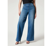 Stretch Elasticated Waist Wide Leg Jeans Women Fashion Chic Flared Trousers Loose Female Comfortable Commuter Casual Denim Pants