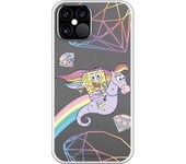 Funda original compatible con iPhone 12 o 12 Pro con un diseño de Bob Esponja Caballito Arcoiris