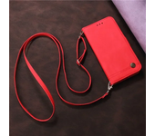 Long Lanyard Leather Flip Phone Case for Samsung S23 S24 S22 S21 Ultra S21 FE S10 S8 S9 Plus Note 20 Ultra Magnetic Wallet Cover