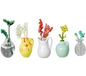 Mini jarrones magnéticos para nevera - 8 mini jarrones de cerámica con forma de planta, bonitos jarrones magnéticos 3D con capullos, pequeños imanes para nevera para decoración del hogar/aniversario (sin flores)