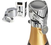 Tapón de champagne de acero inoxidable cromado VINAK  Válido para todo tipo de botellas de espumosos, cava y vino  Cierre hermético permite conservar todas las propiedades